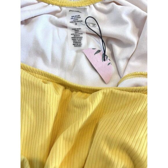 PinkBlush Women’s Yellow Ribbed Front Knot One-Piece Maternity Swimsuit Size M - Picture 11 of 12